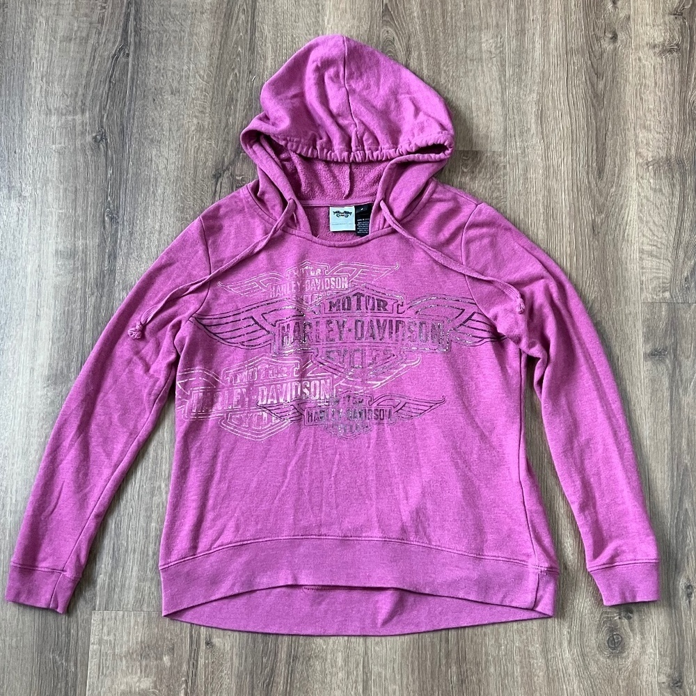 Harley-Davidson Pink Hoodie with Logo Sz S